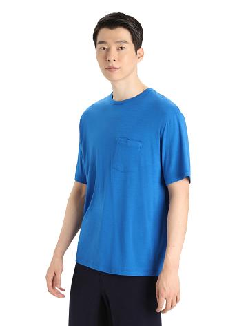 Men's Icebreaker Merino Granary Short Sleeve Pocket T Shirts Lazurite | CA 1790LISH